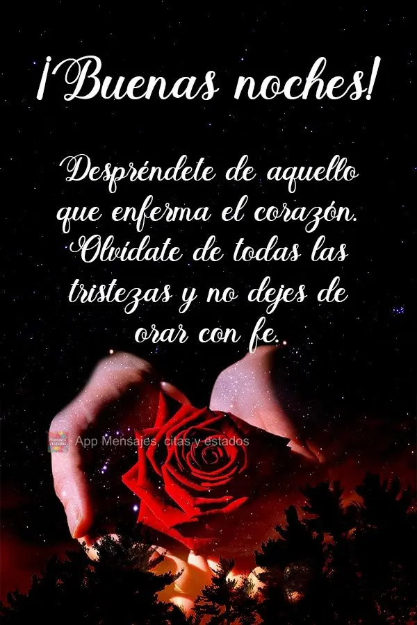 Desapegue daquilo que faz adoecer o coração, esqueça todas as tristezas e se mantenha com fé em oração! Boa noite! 