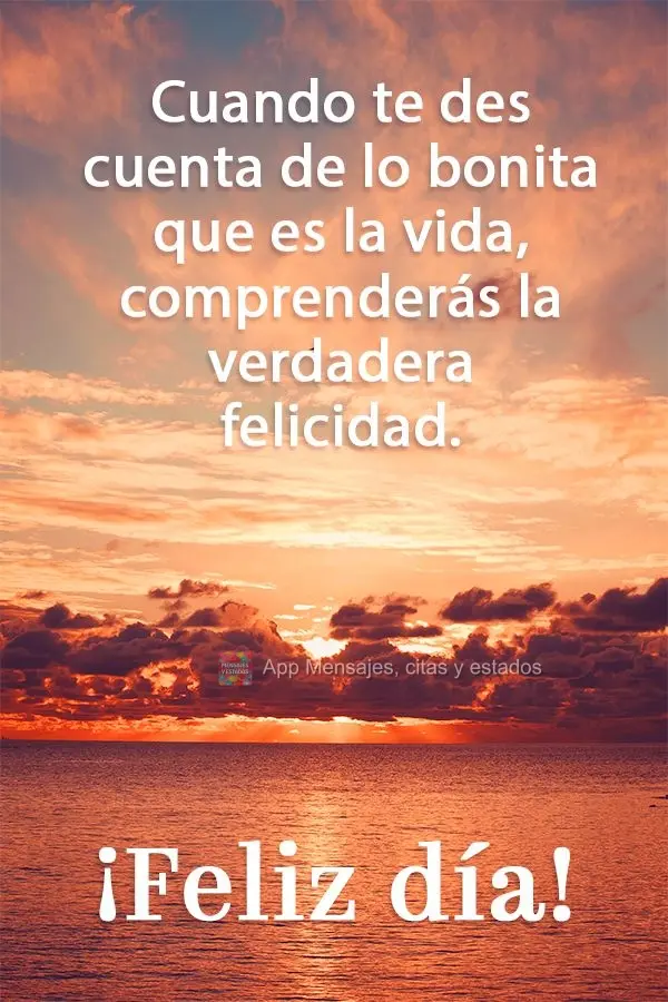 Quando puderes enxergar o quão linda é a vida, irá compreender a verdadeira felicidade!  Bom dia!