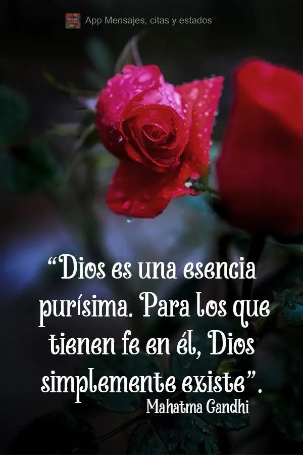 "Dios es una esencia purísima. Para los que tienen fe en él, Dios simplemente existe". Mahatma Gandhi
