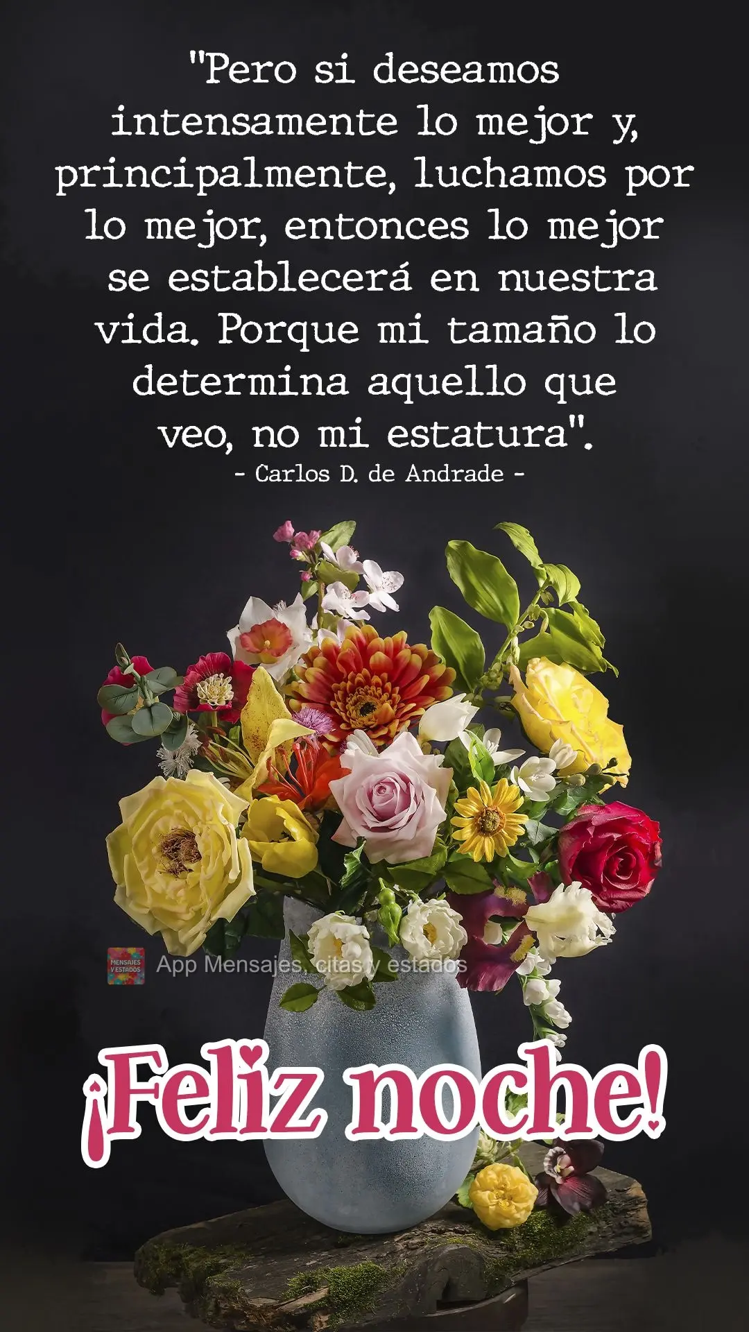 "Mas se desejarmos fortemente o melhor e, principalmente, lutarmos pelo melhor, o melhor vai se instalar em nossa vida. Porque sou do tamanho daquilo que...