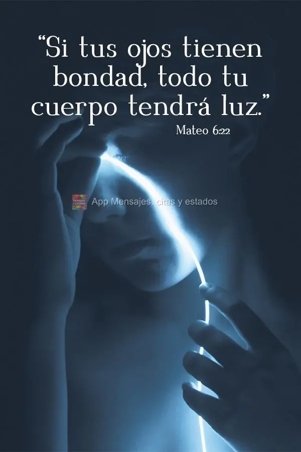“Si tus ojos tienen bondad, todo tu cuerpo tendrá luz.”  Mateo 6:22