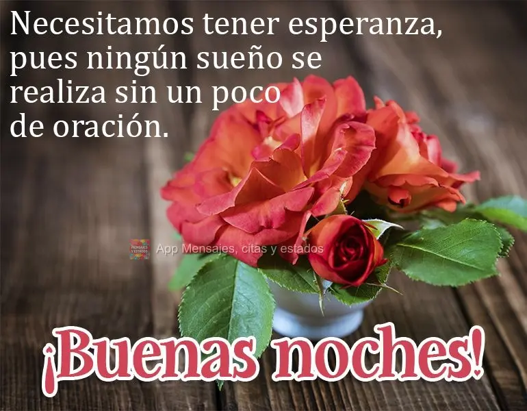 A gente precisa ter esperança, pois não há sonho realizado sem ter um pouquinho de oração! Boa noite! 