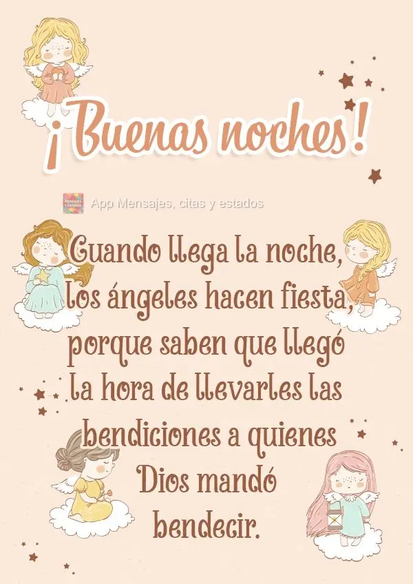 Quando a noite chega os anjos fazem a festa, porque sabem que chegou a hora de levar as bênçãos para aqueles que Deus mandou abençoar. Boa noite! 