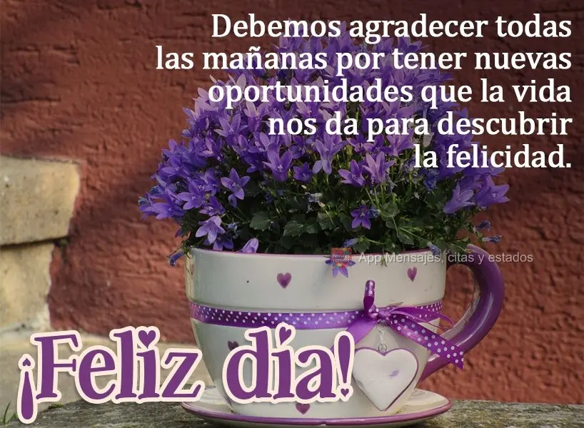 Devemos agradecer todas as manhãs por termos novas oportunidades que a vida nos dá, para descobrirmos a felicidade!  Bom dia!