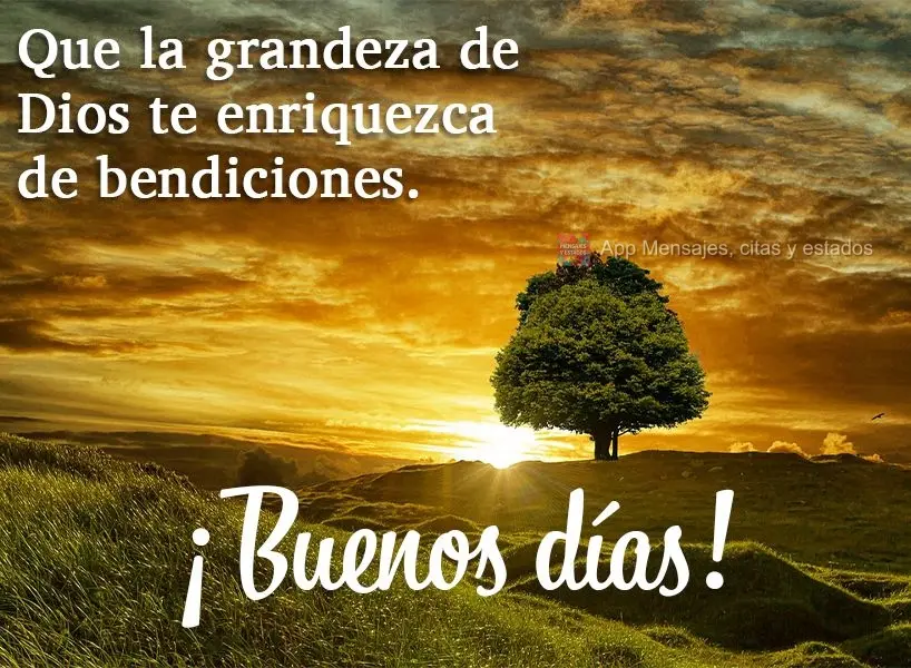 Que la grandeza de Dios te enriquezca de bendiciones. ¡Buenos días!