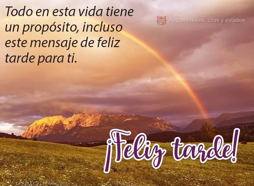 Tudo nessa vida tem um propósito, inclusive essa mensagem, desejando que você tenha uma feliz tarde!  Boa tarde!