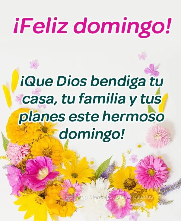 ¡Que Dios bendiga tu casa, tu familia y tus planes este hermoso domingo! ¡Feliz Domingo!