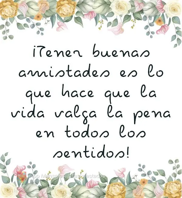 ¡Tener buenas amistades es lo que hace que la vida valga la pena en todos los sentidos!