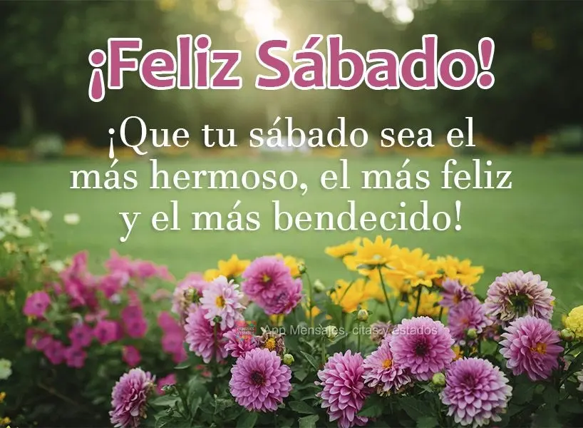 ¡Que tu sábado sea el más hermoso, el más feliz y el más bendecido! ¡Feliz Sábado!