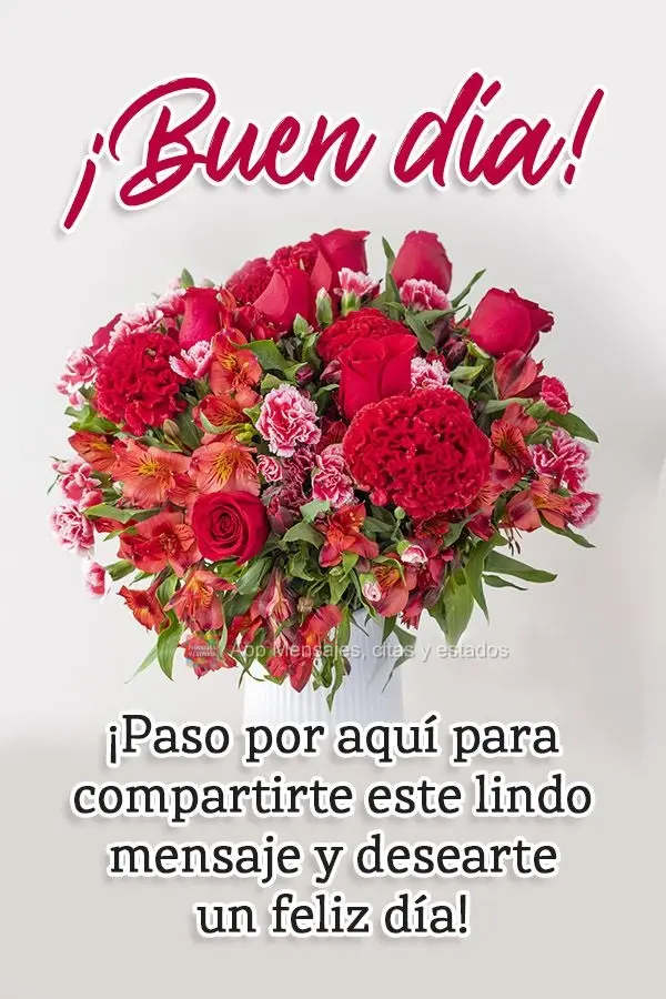 ¡Paso por aquí para compartirte este lindo mensaje y desearte un feliz día! ¡Buen día!