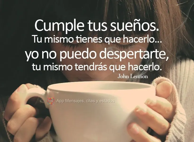 Realize seu sonho. Você mesmo vai ter que fazer isso...eu não posso acordar você, você é quem pode se acordar.  John Lennon