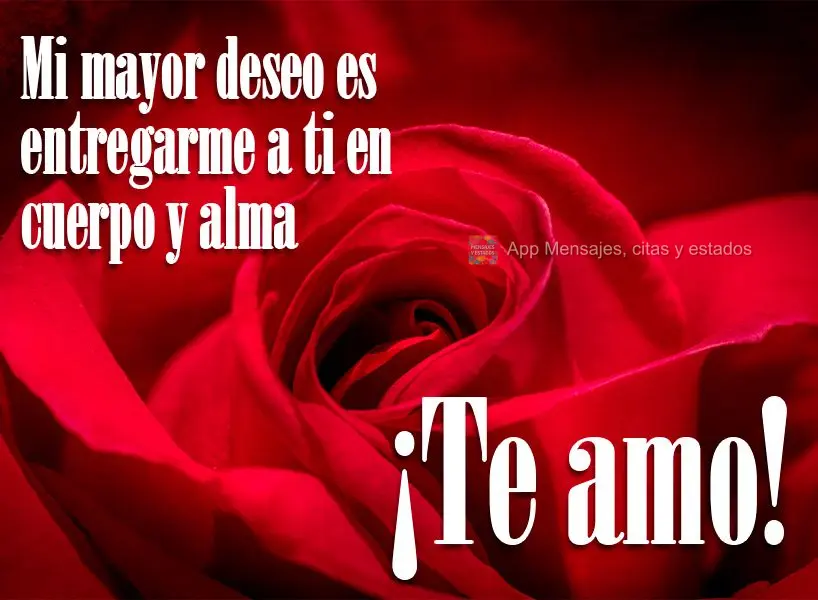 Meu maior desejo é me entregar a você de corpo e alma.  Te amo!