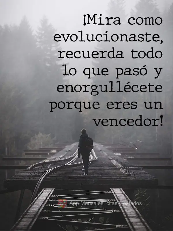 Observe como você evoluiu, lembre-se de tudo que passou e orgulhe-se, porque és um vencedor!