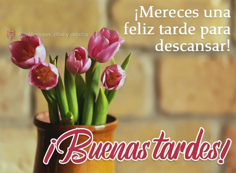 ¡Mereces una feliz tarde para descansar! ¡Buenas tardes!