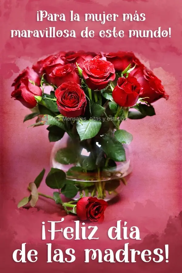 ¡Para la mujer más maravillosa de este mundo! ¡Feliz día de las madres!