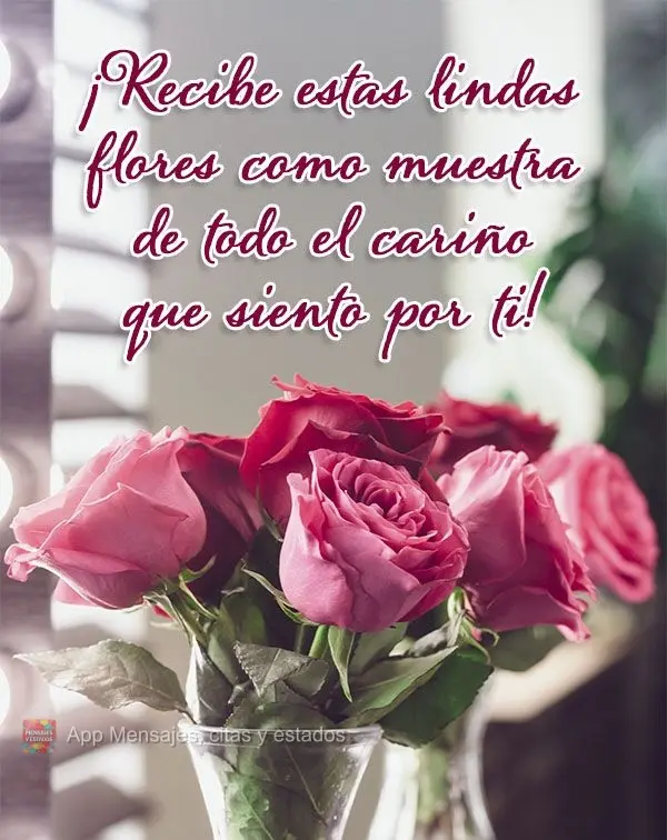 ¡Recibe estas lindas flores como muestra de todo el cariño que siento por ti!