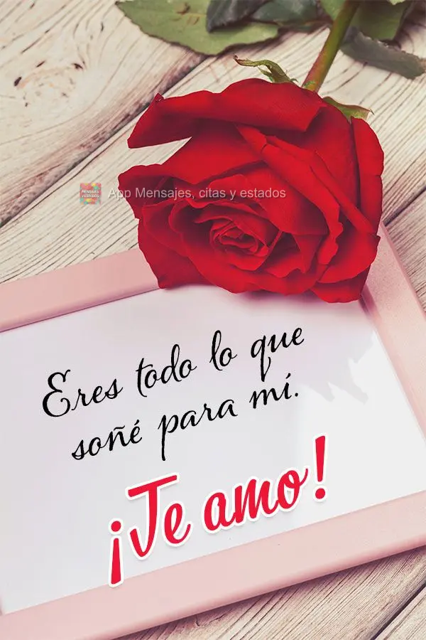 Eres todo lo que soñé para mí. ¡Te amo!
