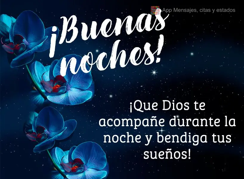 ¡Que Dios te acompañe durante la noche y bendiga tus sueños! ¡Buenas noches!