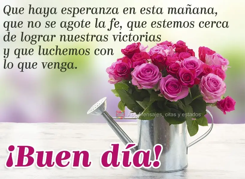 Que haya esperanza en esta mañana, que no se agote la fe, que estemos cerca de lograr nuestras victorias y que luchemos con lo que venga. ¡Buen día!...