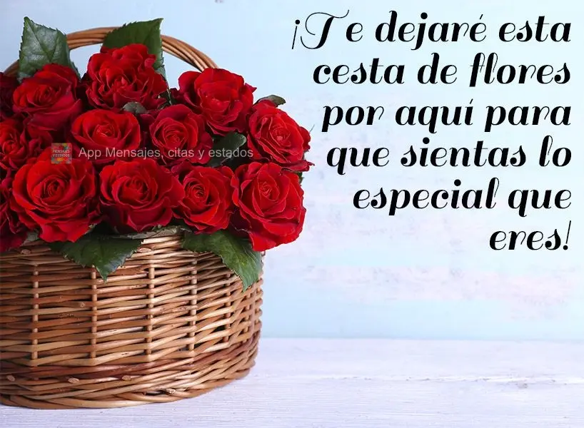 ¡Te dejaré esta cesta de flores por aquí para que sientas lo especial que eres!