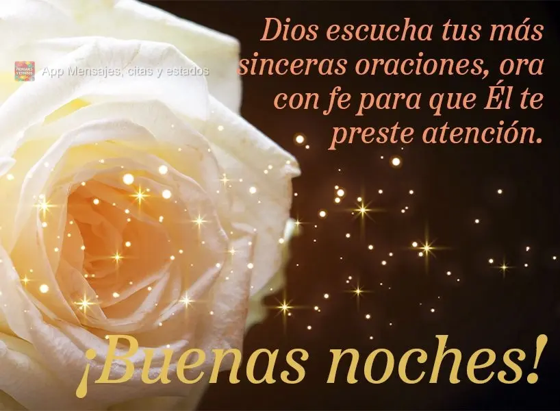 Dios escucha tus más sinceras oraciones, ora con fe para que Él te preste atención. ¡Buenas noches!