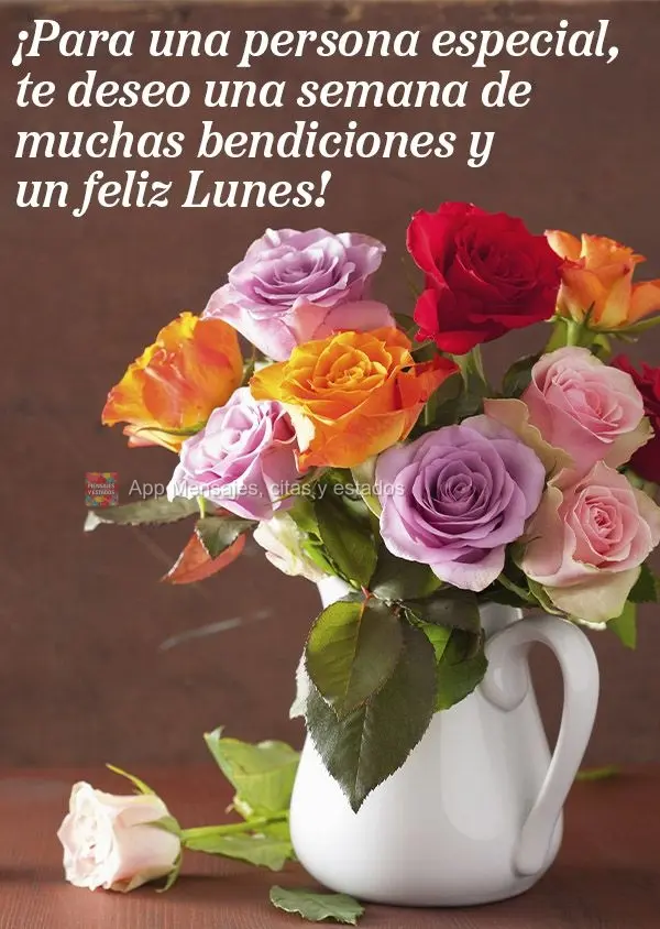 ¡Para una persona especial, te deseo una semana de muchas bendiciones y un feliz Lunes!