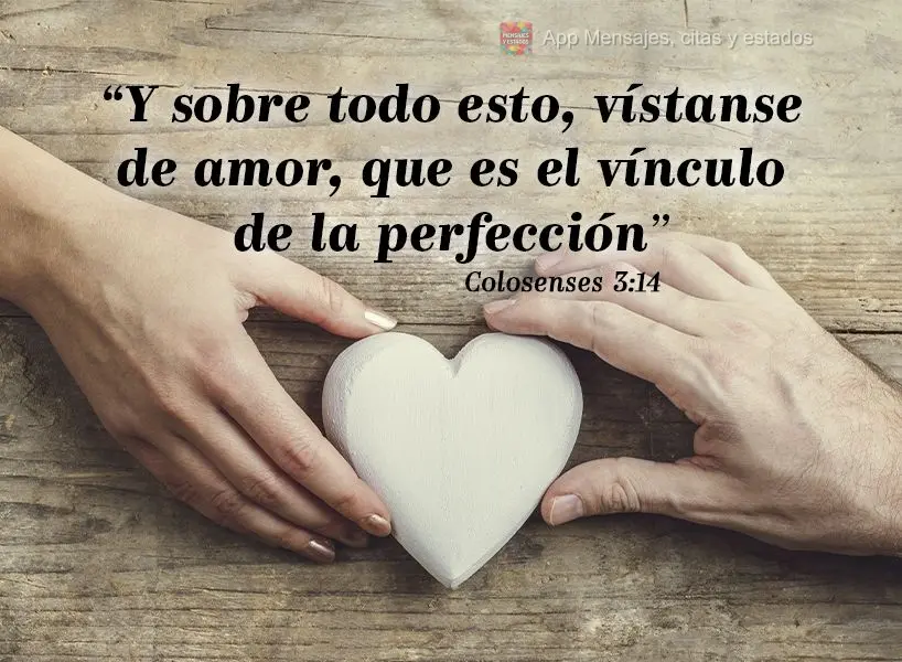 "Y sobre todo esto, vístanse de amor, que es el vínculo de la perfección". Colosenses 3:14 