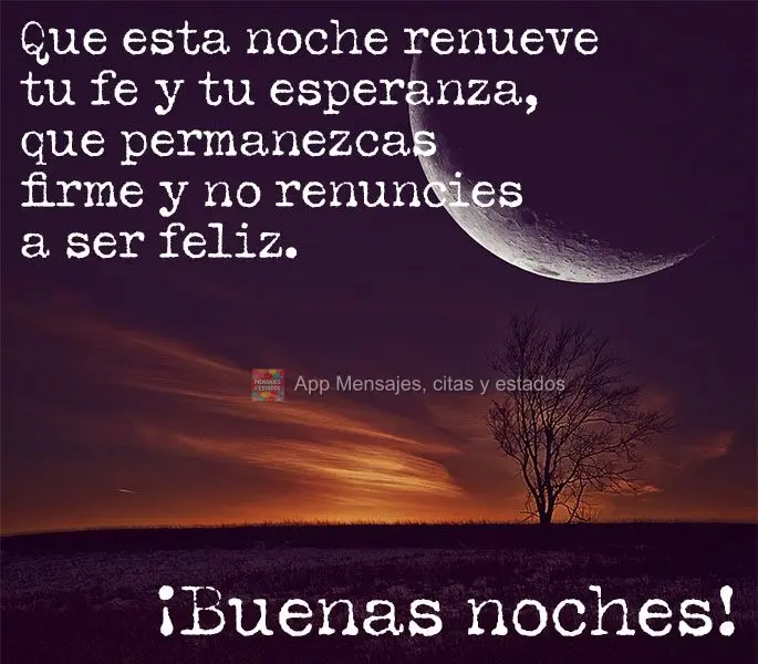 Que essa noite venha para renovar a sua fé e sua esperança. Que você se mantenha firme e não desista de ser feliz. Boa noite!