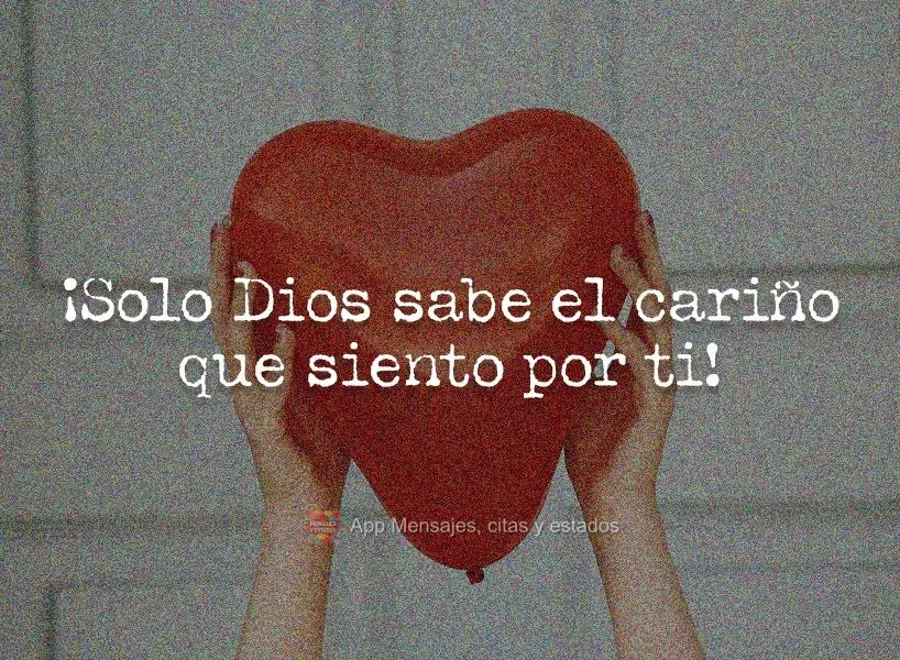 Só Deus sabe o carinho que sinto por você!