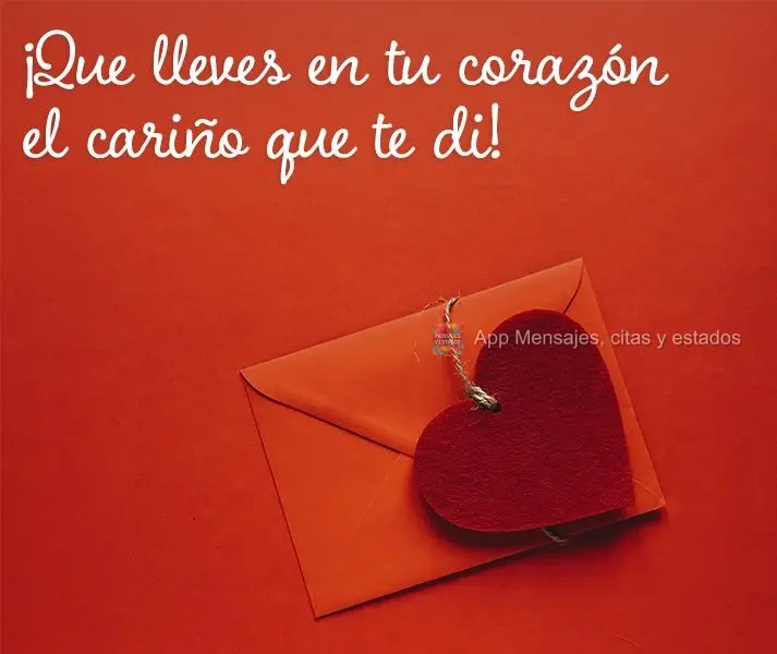 ¡Que lleves en tu corazón el cariño que te di!