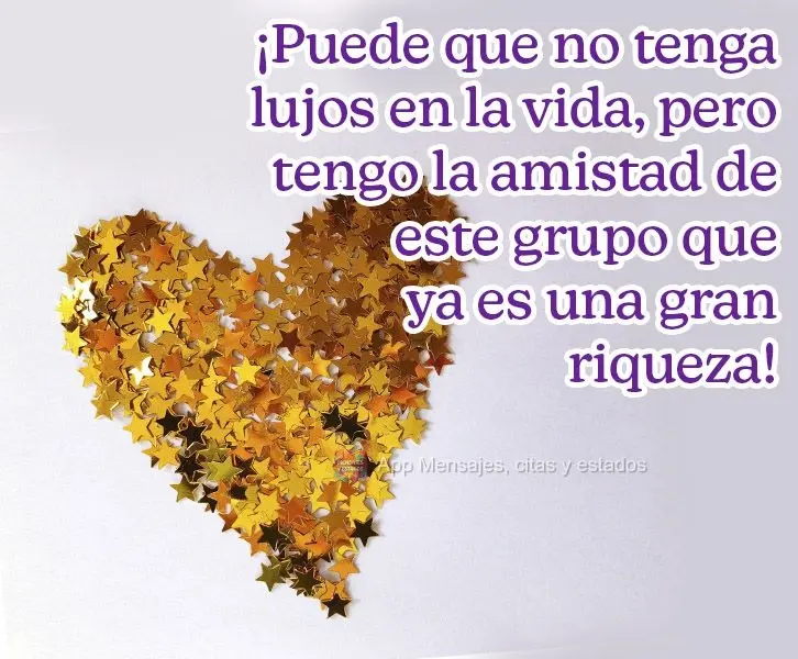 ¡Puede que no tenga lujos en la vida, pero tengo la amistad de este grupo que ya es una gran riqueza!