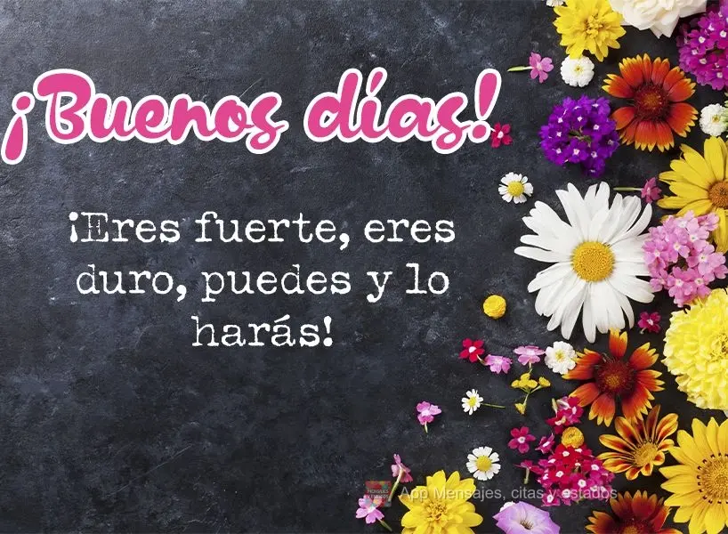 Você é forte, você é resistente, você pode e vai conseguir! Bom dia!