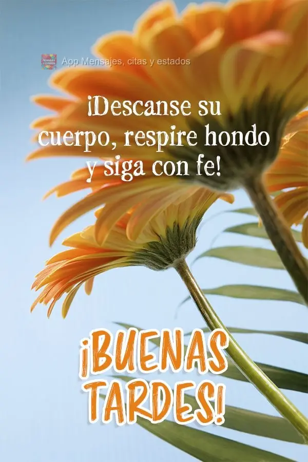 Descansa teu corpo, respira fundo e siga com fé! Boa tarde!