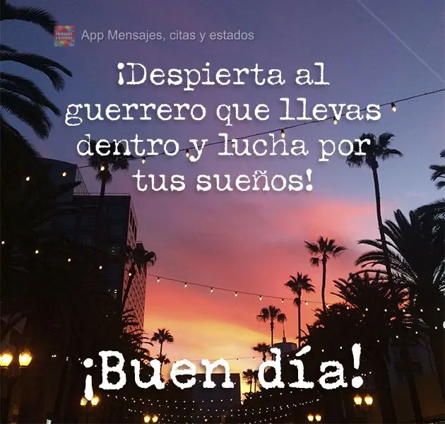 Desperte o guerreiro que há em você, e lute pelos seus sonhos! Bom dia!