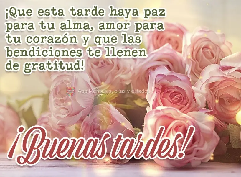 ¡Que esta tarde haya paz para tu alma, amor para tu corazón y que las bendiciones te llenen de gratitud! ¡Buenas tardes!