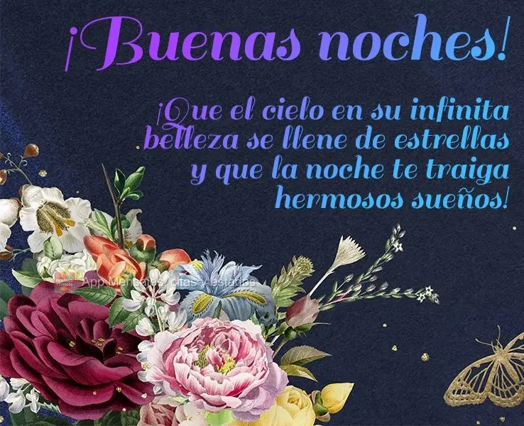 ¡Que el cielo en su infinita belleza se llene de estrellas y que la noche te traiga hermosos sueños! ¡Buenas noches!