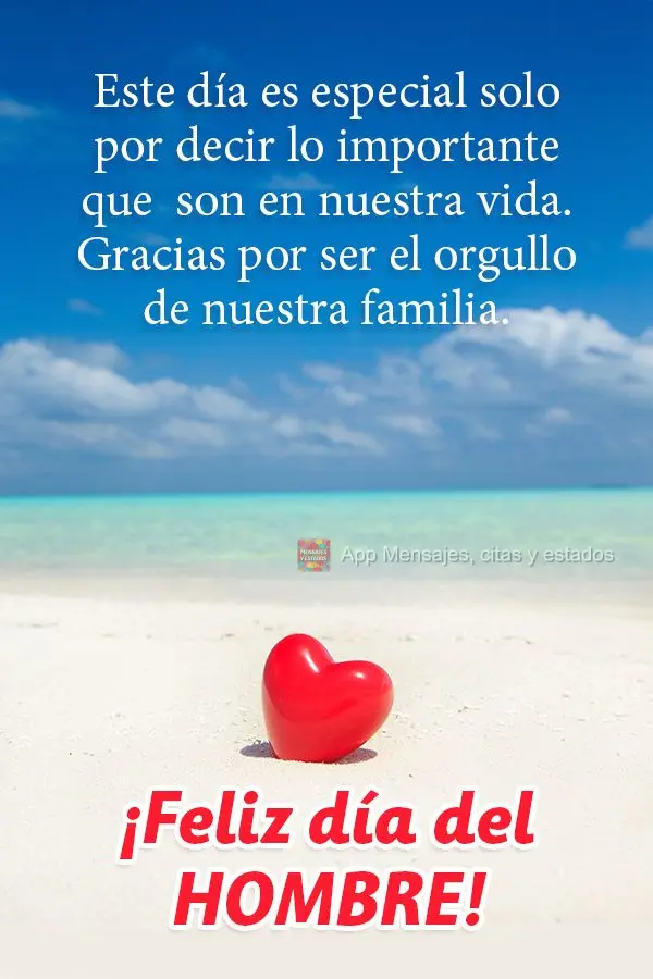 Esse dia é especial só para dizer o quanto vocês são importantes em nossas vidas. Obrigada por serem o orgulho da nossa família. Feliz dia do Homem!...