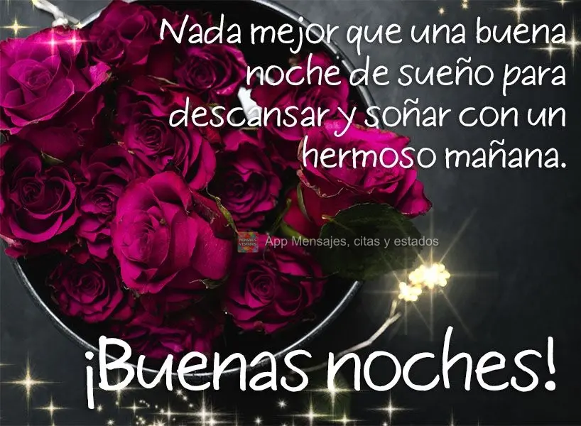 Nada mejor que una buena noche de sueño para descansar y soñar con un hermoso mañana. ¡Buenas noches!