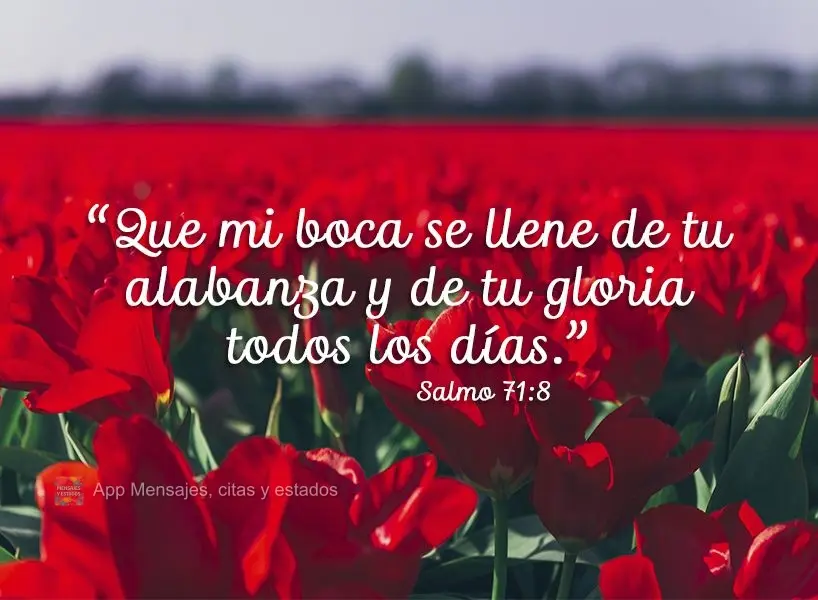 "Que mi boca se llene de tu alabanza y de tu gloria todos los días". Salmo 71:8