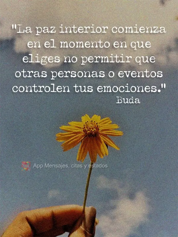 “A paz interior começa no momento em que você opta por não permitir que outras pessoas ou eventos controlem suas emoções.” Buda