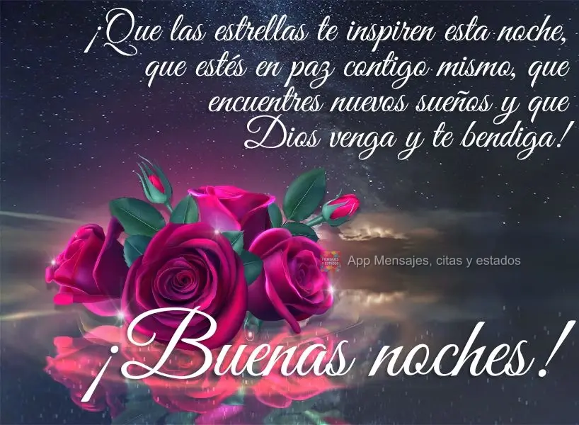 Que esta noite as estrelas te inspirem. Que você esteja em paz consigo mesmo, que você encontre novos sonhos e que Deus venha te abençoar! Boa noite!...