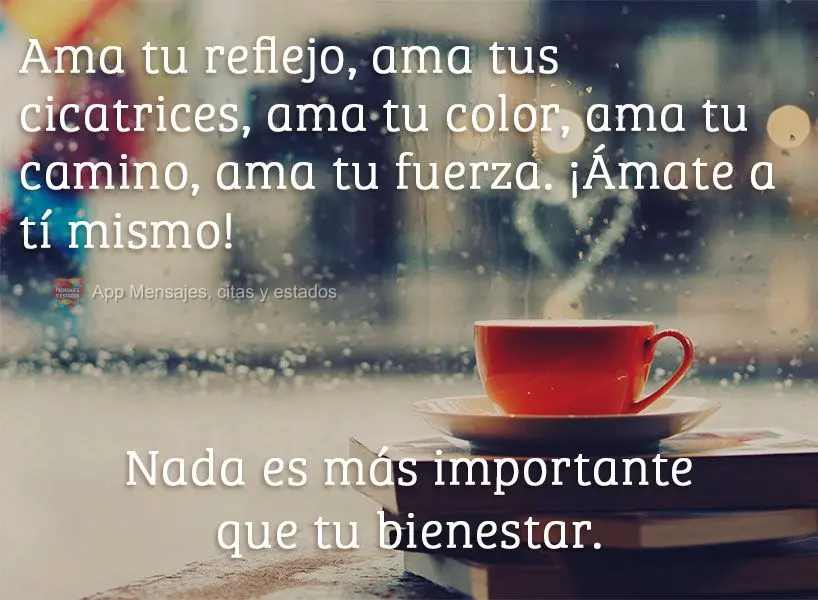 Ame seu reflexo, ame suas cicatrizes, ame sua cor, ame seu jeito, ame sua força. Ame-se! Nada é mais importante que seu bem-estar.