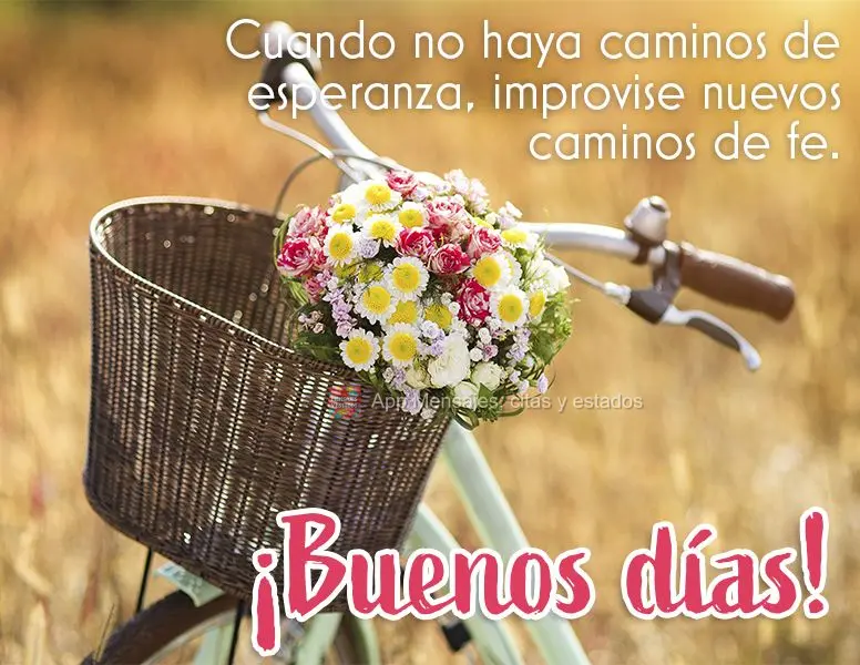 Cuando no haya caminos de esperanza, improvise nuevos caminos de fe. ¡Buenos días!