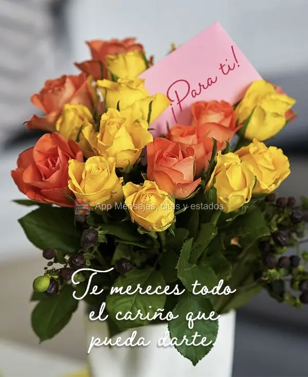 Te mereces todo el cariño que pueda darte. ¡Para ti!