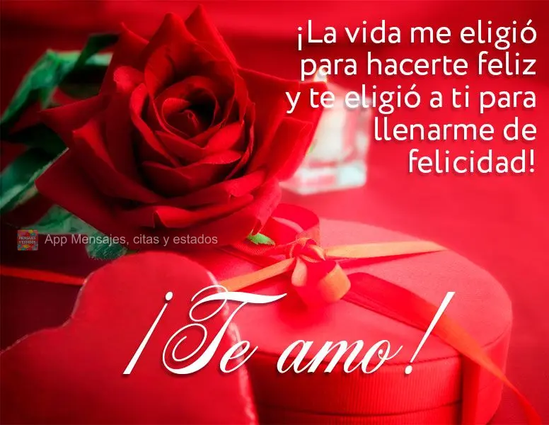 ¡La vida me eligió para hacerte feliz y te eligió a ti para llenarme de felicidad! ¡Te amo!