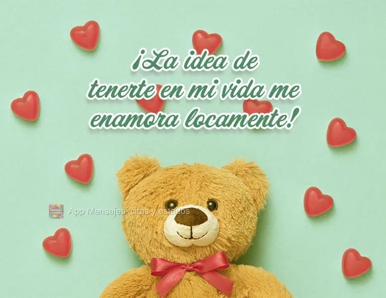 ¡La idea de tenerte en mi vida me enamora locamente!