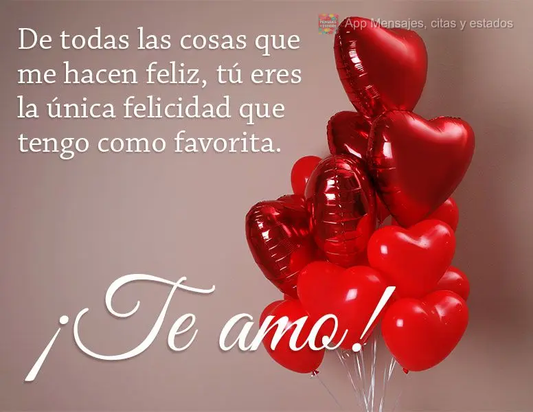 De todas as coisas que me fazem feliz, você é aquela felicidade que tenho como favorita. Te amo!