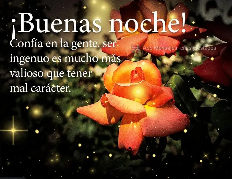 Confía en la gente, ser ingenuo es mucho más valioso que tener mal carácter. ¡Buenas noche!
