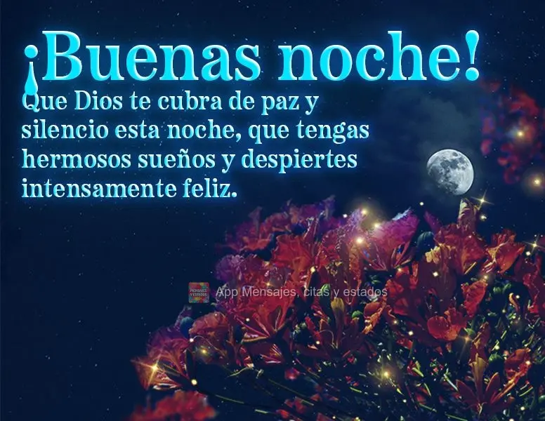 Que Deus te cubra de paz e silêncio esta noite, que tenha lindos sonhos e acorde intensamente feliz. Boa noite!