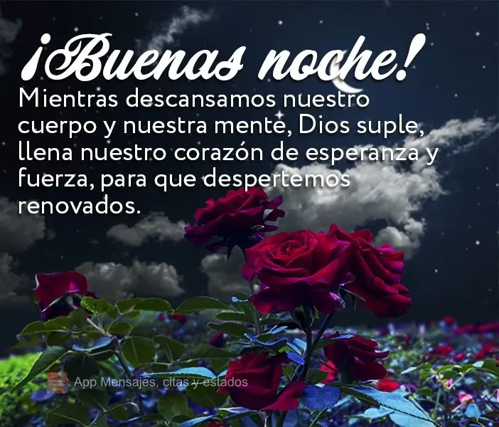 Enquanto descansamos nosso corpo e nossa mente, Deus abastece e enche nosso coração de esperança e força, para acordarmos renovados. Boa noite!